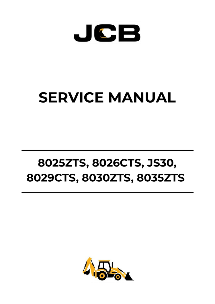 JCB 8025ZTS, 8026CTS, JS30, 8029CTS, 8030ZTS & 8035ZTS Service Manual PDF 9803-9410