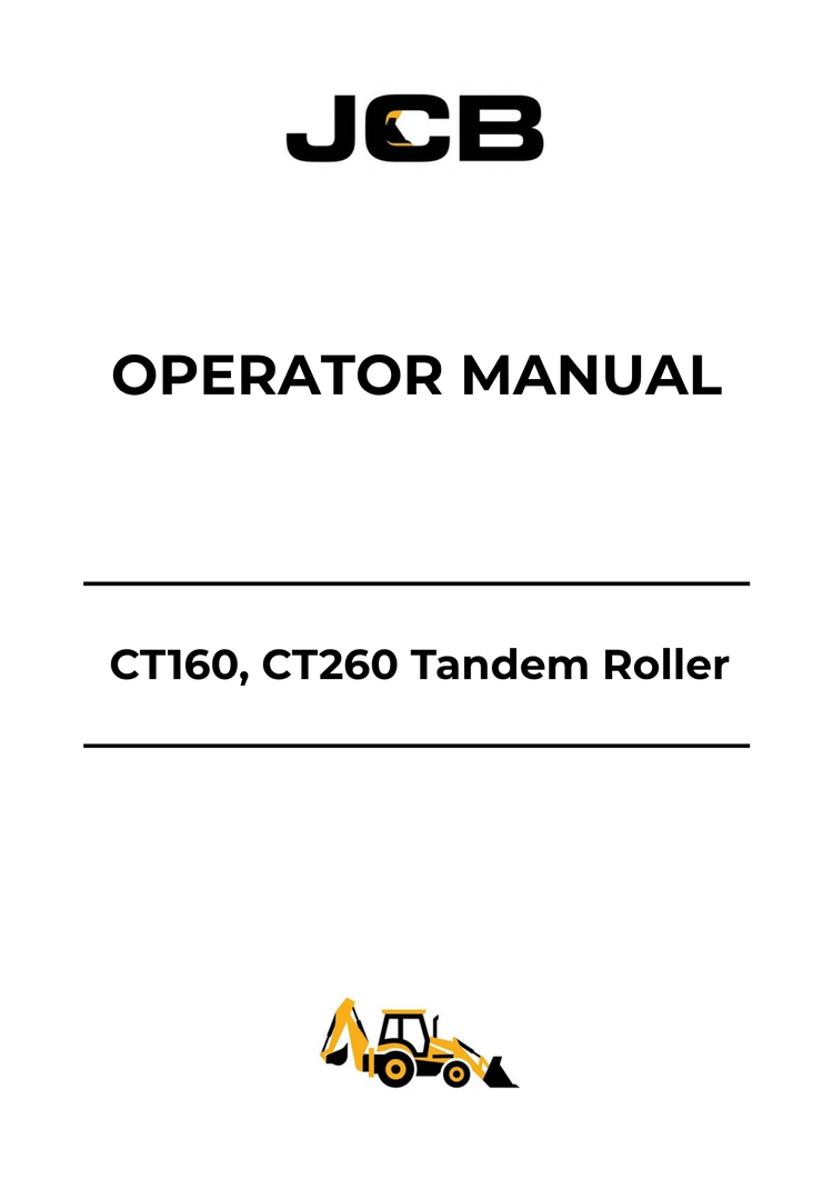 JCB CT160 & CT260 Tandem Roller Operator Manual 9831-7750 PDF Download