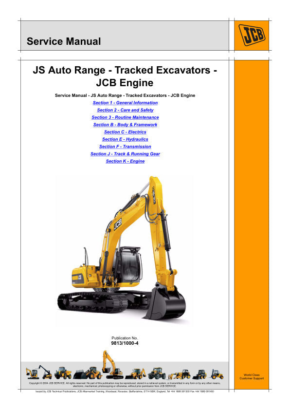 JCB JS115, JS130, JS145, JS160, JS180, JS200, JS210, JS220, JS230 Service Manual – 9813/1000-4