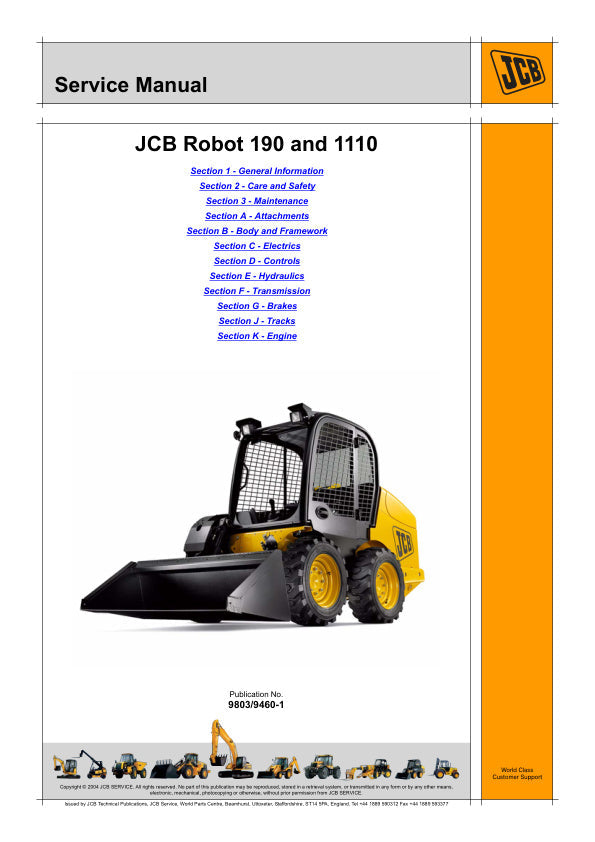 JCB Robot 190 & 1110 Service Manual 9803/9460-1 – PDF Download