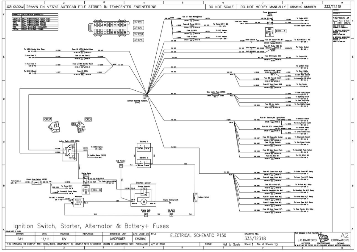 JCB Fastrac 3200-3 T4i T2 Tractor (2012-2014) Electrical & Hydraulic Diagram Manual PDF