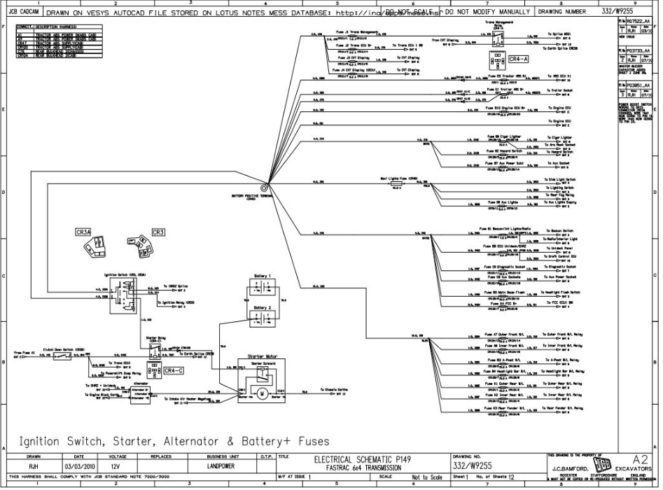 JCB Tractor Fastrac 3230-2 T3 (2007-2013) Electrical & Hydraulic Diagram Manual PDF Download