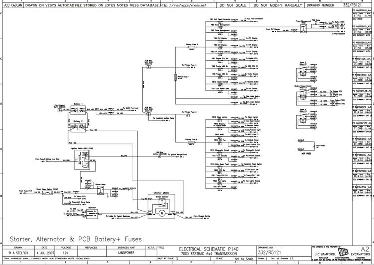 JCB Fastrac 7230 T3 Tractor 2007-2011 Electrical & Hydraulic Diagram Manual PDF
