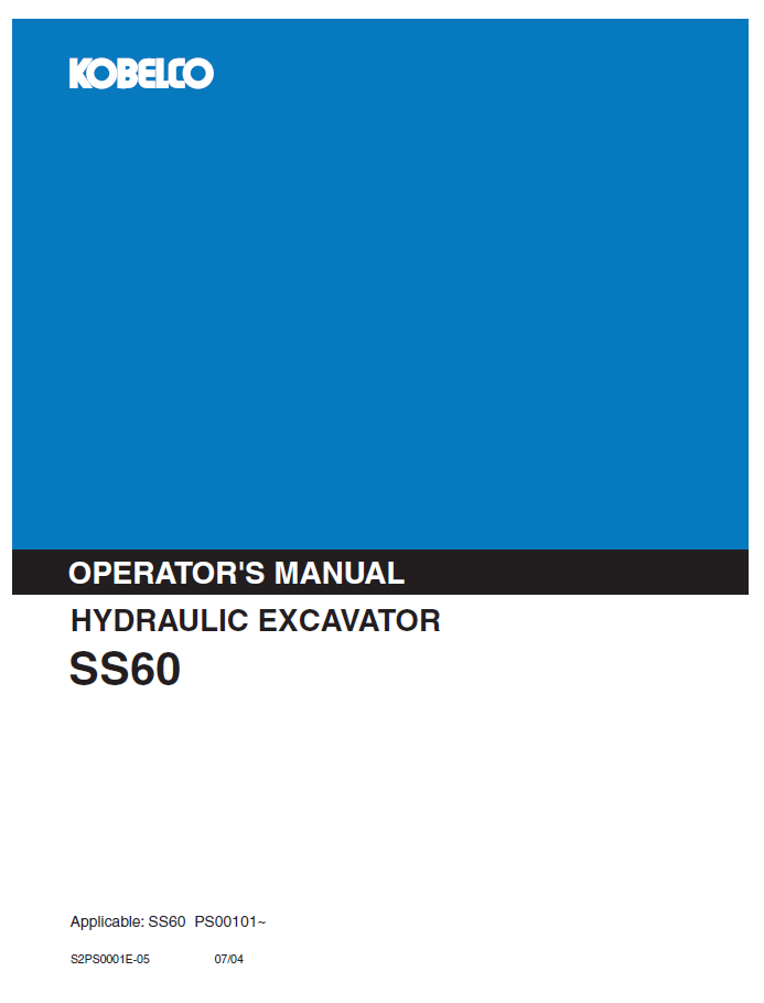 KOBELCO HYDRAULIC EXCAVATOR SS60 OPERATOR MANUAL