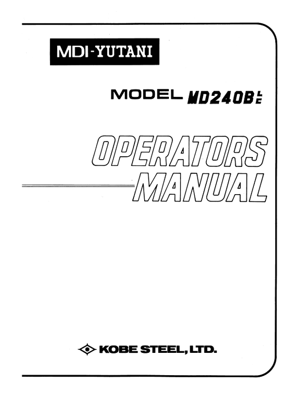 KOBELCO MD300LC (S2YC1001E-00 NA) Hydraulic Excavator Operator Manual PDF Download