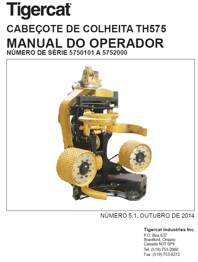 TIGERCAT TH575 HARVESTING HEAD OPERATOR/USER MANUAL (5750101-5752000)