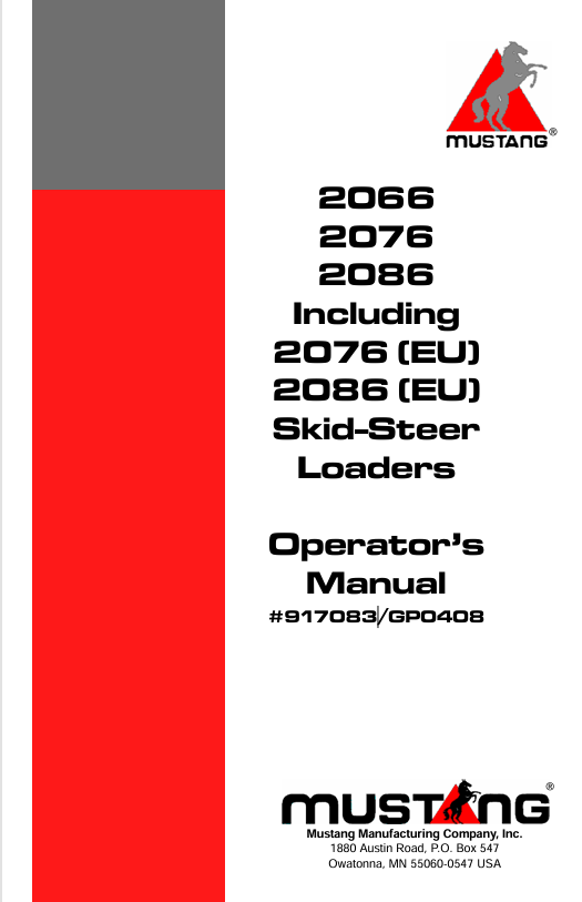 MUSTANG 2066, 2076, 2086 (917083) Operator's Manual PDF