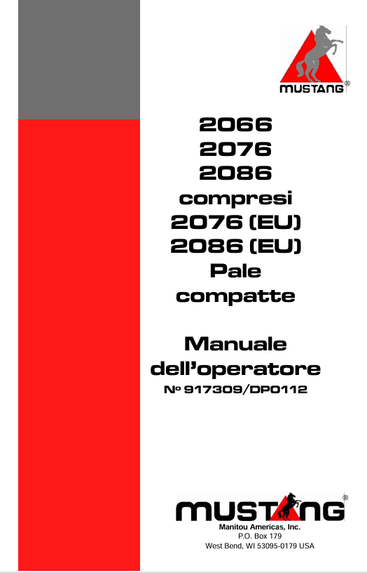 MUSTANG 2066, 2076, 2086 (917309) Operator's Manual PDF