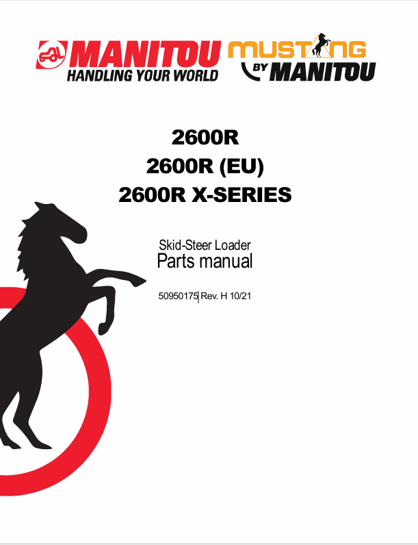MUSTANG 2600R SKID STEER LOADER (50950175) PARTS MANUAL - PDF FILE