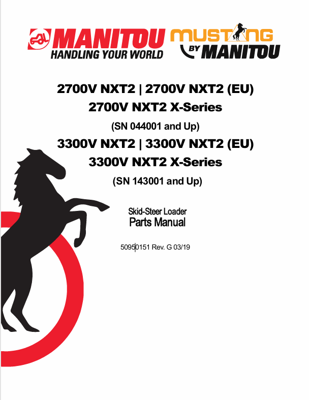 Mustang 3300V NXT2 Skid Steer Loader (50950151) Parts Manual PDF File