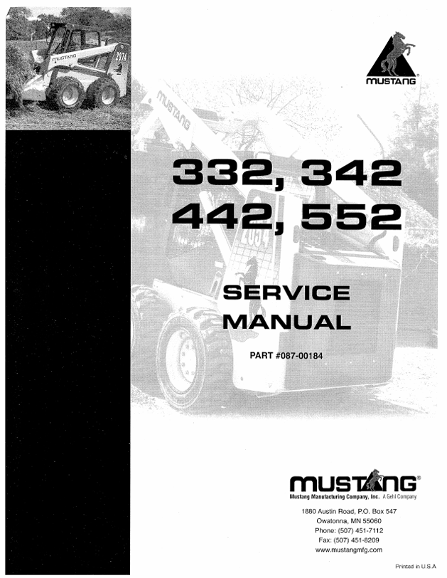 Mustang 332, 342, 442 & 552 (087-00184) Service Manual PDF Download