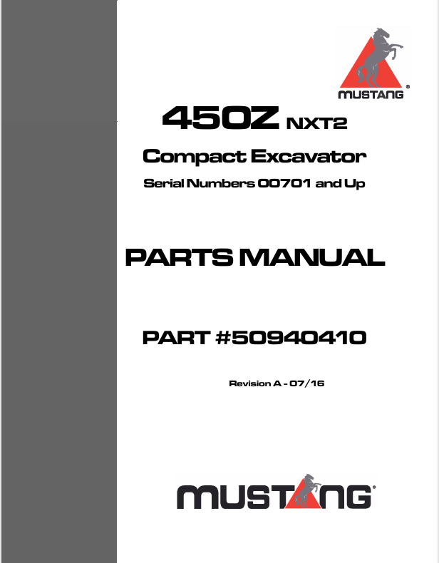 MUSTANG 450Z NXT2 (50940410) Parts Manual PDF File Download