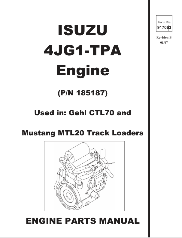 MUSTANG 4JG1-TPA Track Loader (917063) Parts Manual PDF Download