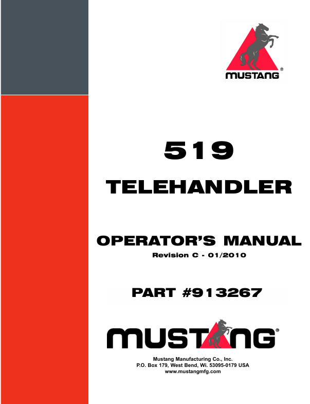 Mustang 519 Telehandler (913267) Operator’s Manual PDF Download