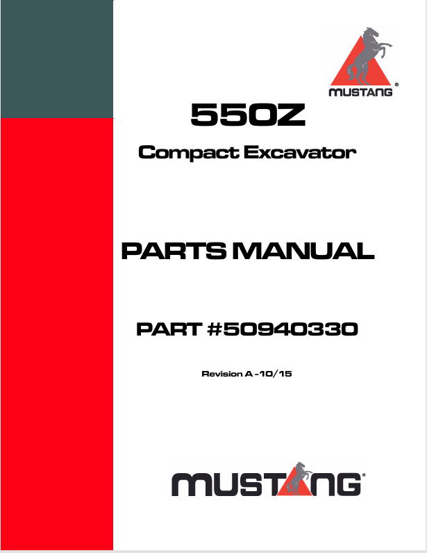 MUSTANG 550Z Compact Excavator (50940330) Parts Manual PDF File