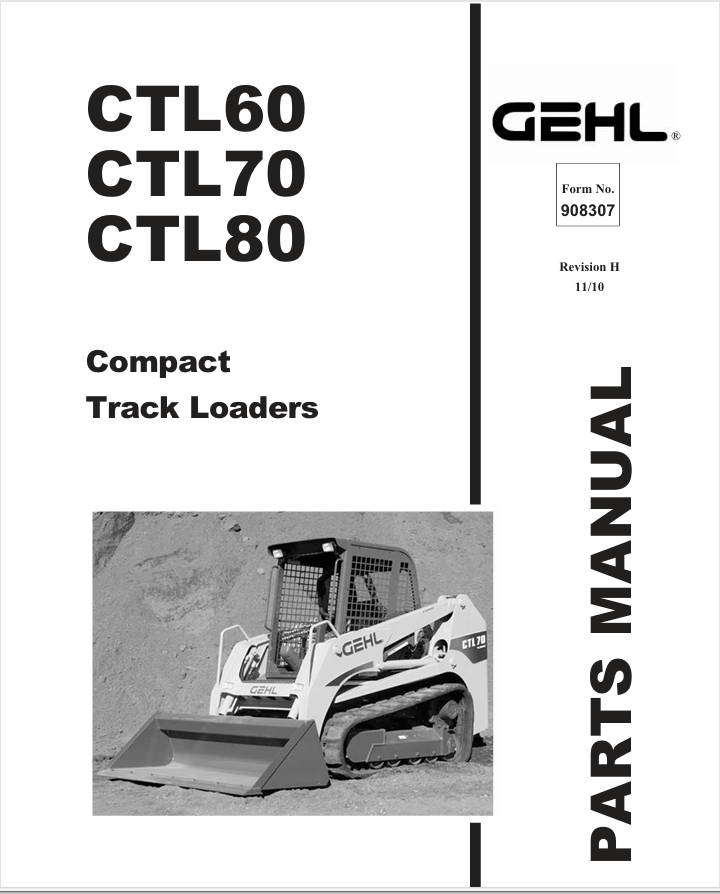 MUSTANG CTL60, CTL70, CTL80 Compact Tractor Loaders (908307) Parts Manual PDF Download