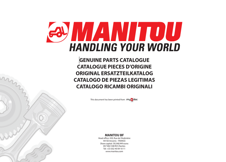 MUSTANG MONITOU HANDLING YOUR WORLD (917086) PARTS MANUAL - PDF FILE