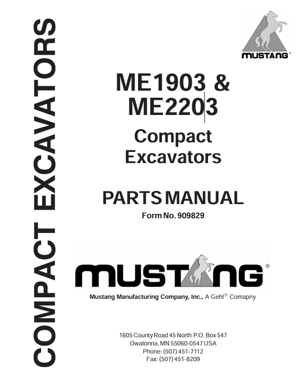 MUSTANG ME1903, ME2203 (909829) Parts Manual PDF File