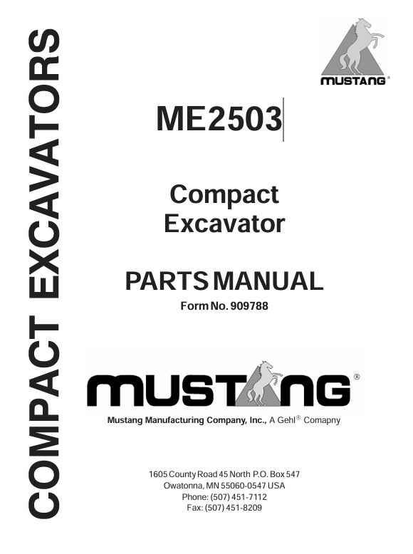 MUSTANG ME2503 (909788) Parts Manual PDF – Complete Illustrated Parts Catalog