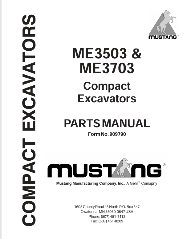 MUSTANG ME3503, ME3703 (909790) Parts Manual PDF File