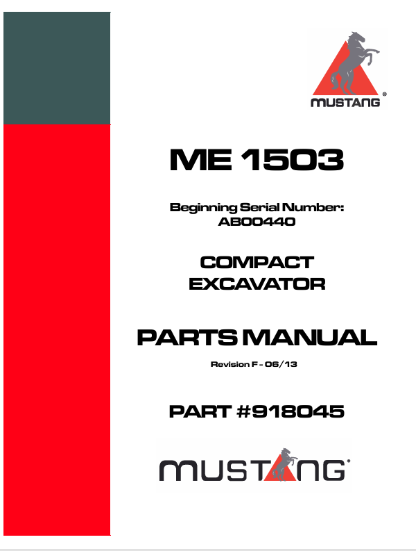 MUSTANG ME 1503 (918045) Parts Manual PDF File