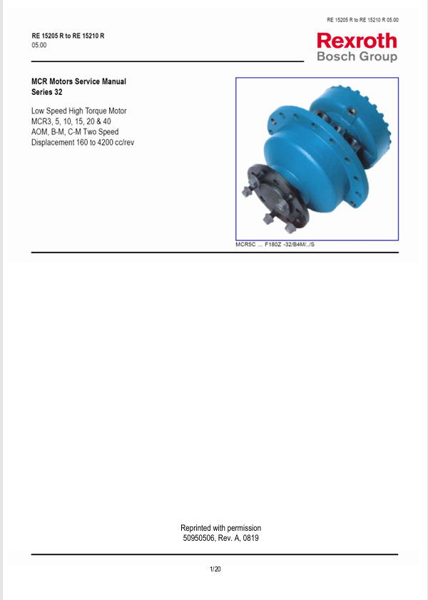 Mustang Rexroth RE15205R & RE15210R (50950506) Service Manual PDF