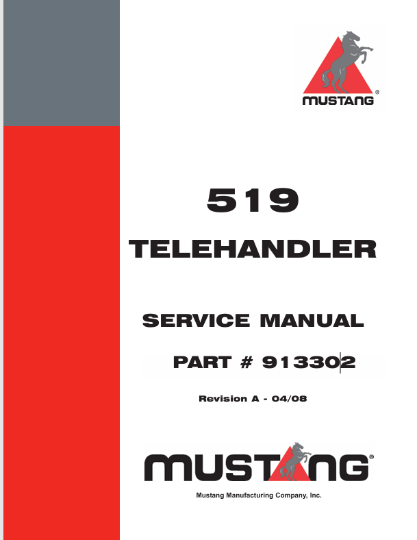 Mustang Telehandler 519 (913302) Service Manual PDF – Complete Repair & Maintenance Guide