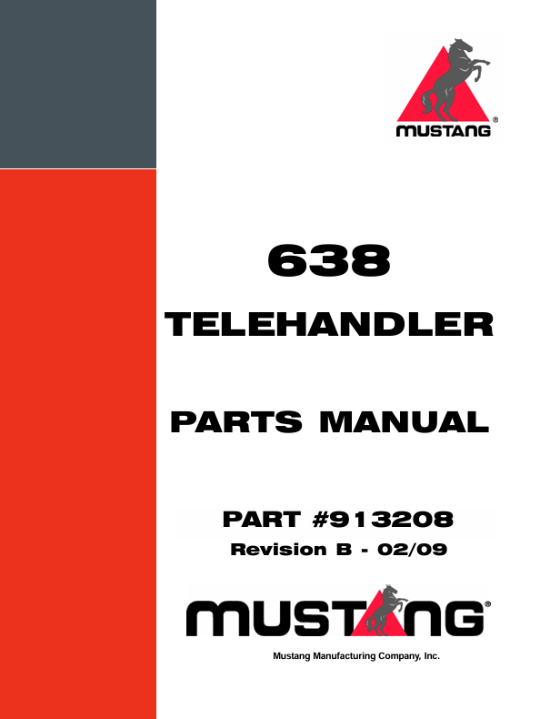 Mustang Telehandler 638 (913208) Parts Manual – PDF Download
