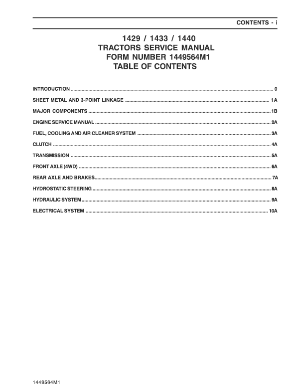 Massey Ferguson 1429, 1433 & 1440 Tractor Service Repair PDF
