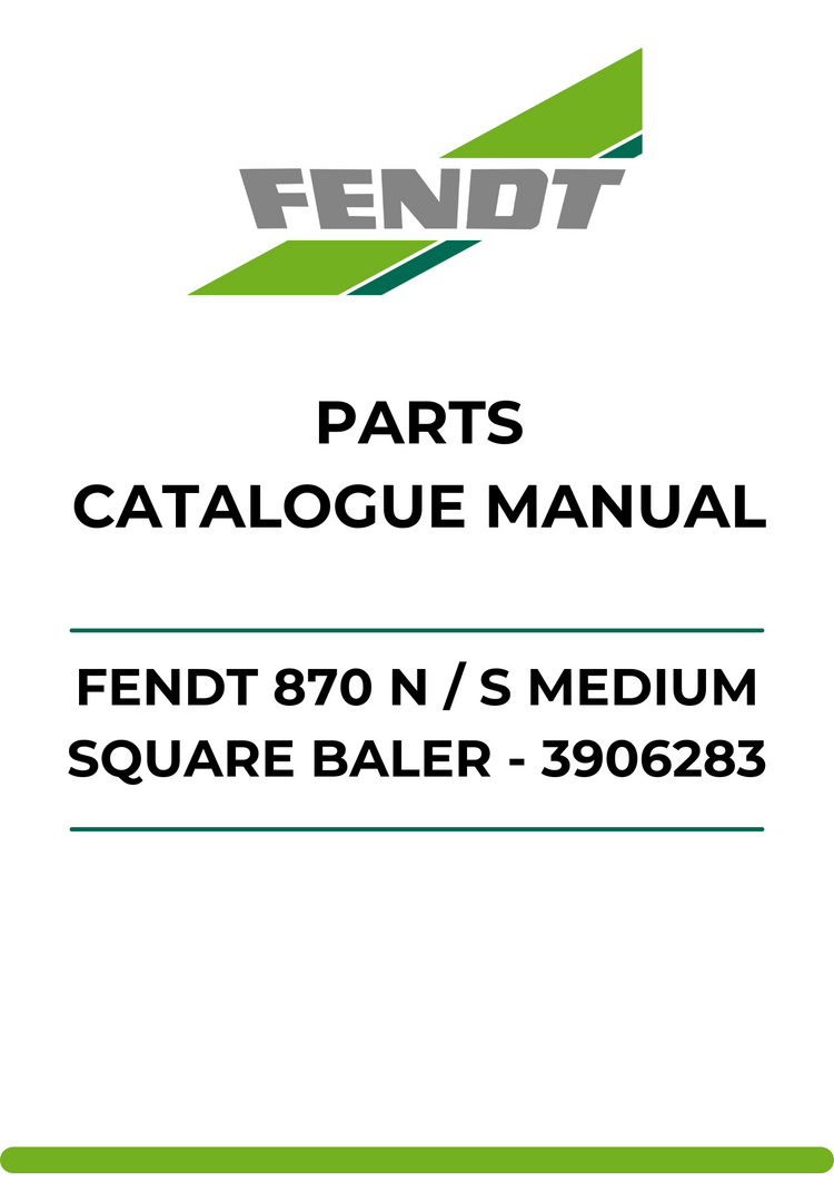 PARTS CATALOG MANUAL - FENDT 870 N / S MEDIUM SQUARE BALER - 3906283 PDF FILE