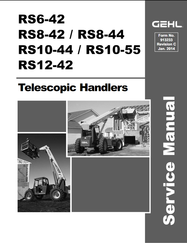 RS6-42, RS8-42, RS8-44, RS10-44, RS10-55, RS12-42 - Gehl Telescopic Handlers Service Repair Manual - PDF
