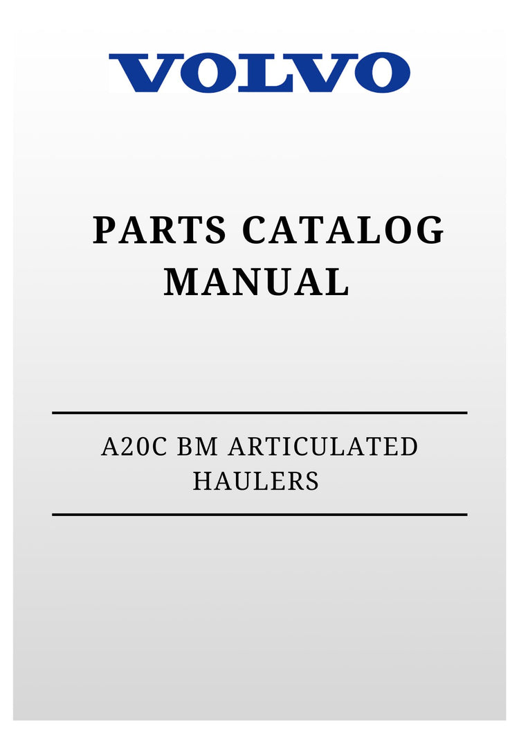 VOLVO A20C BM ARTICULATED HAULERS (ART) PARTS CATALOG MANUAL