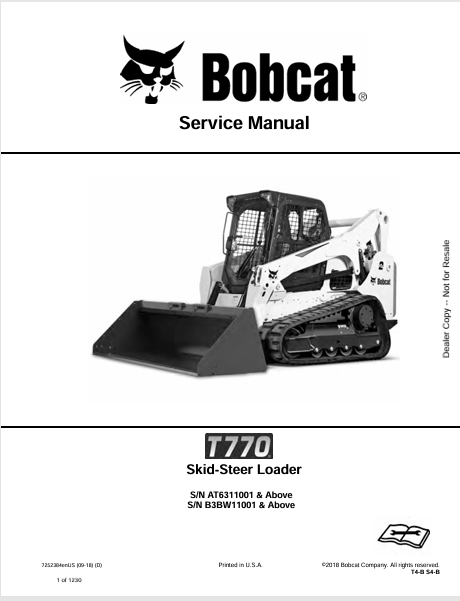 BOBCAT T770 SKID-STEER LOADER SERVICE MANUAL (7252384) - PDF FILE