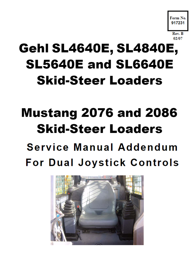 SL4640, SL4840, SL5640 and SL6640 - Gehl Skid-Steer Loaders Service Repair Manual 917002 - PDF File