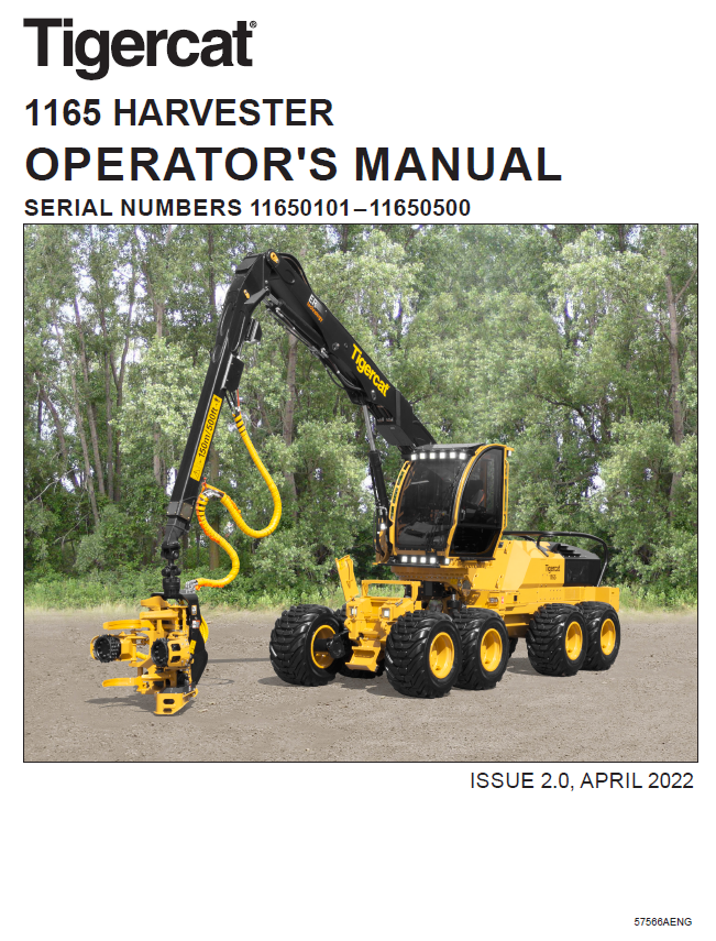 TIGERCAT 1165 HARVESTER OPERATOR/USER MANUAL