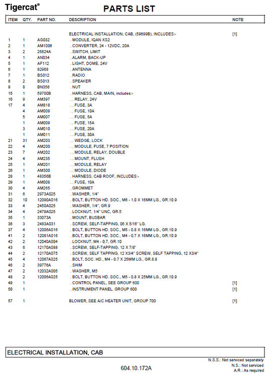 TIGERCAT 620E SKIDDER PARTS CATALOGUE MANUAL (6206201 - 6209000)