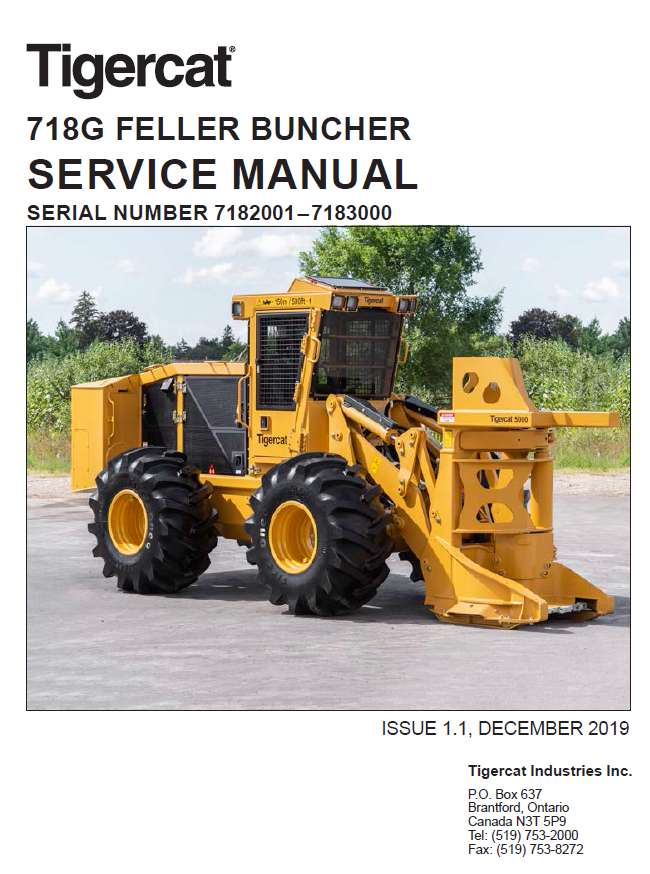 TIGERCAT 718G FELLER BUNCHER SERVICE MANUAL (7182001 - 7183000) - PDF FILE DOWNLOAD