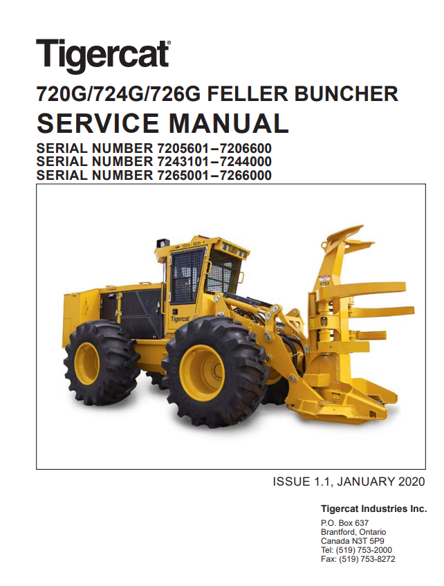 TIGERCAT 724G FELLER BUNCHER SERVICE REPAIR MANUAL (7243101-7246000, 7243101-7244000)