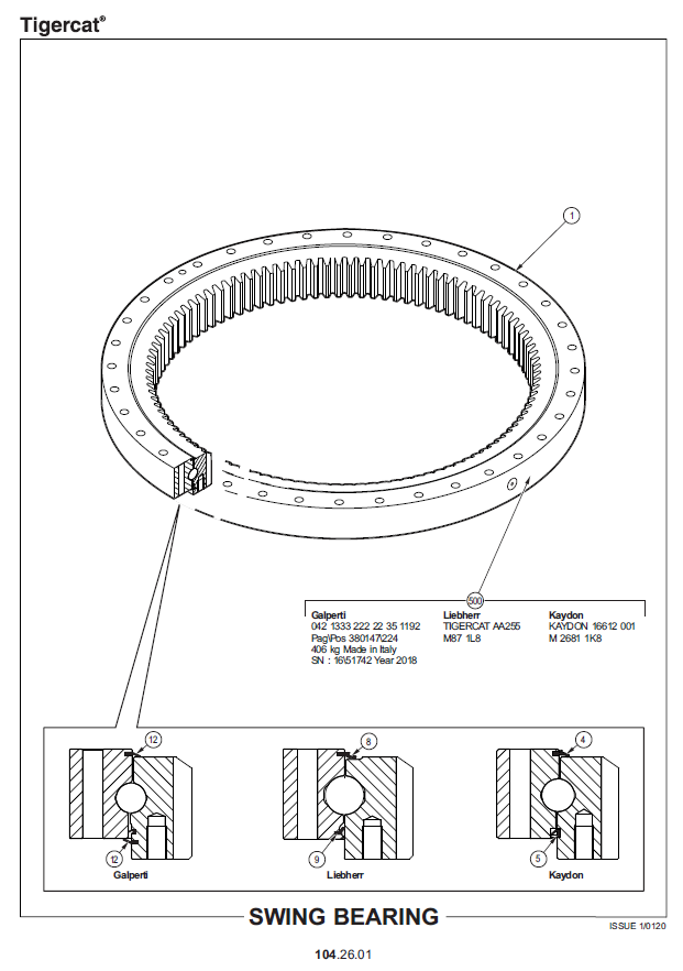 TIGERCAT 822D FELLER BUNCHER PARTS CATALOGUE MANUAL (82213001 - 82214000)