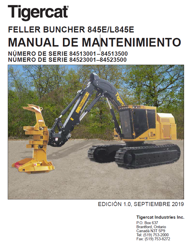 TIGERCAT 845E FELLER BUNCHER SERVICE MANUAL (84513001-84513500)