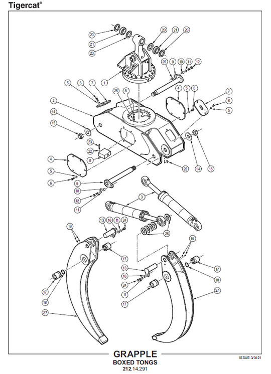 TIGERCAT BUNCHING GRAPPLE PARTS CATALOGUE MANUAL (BG0001 - BG0500)