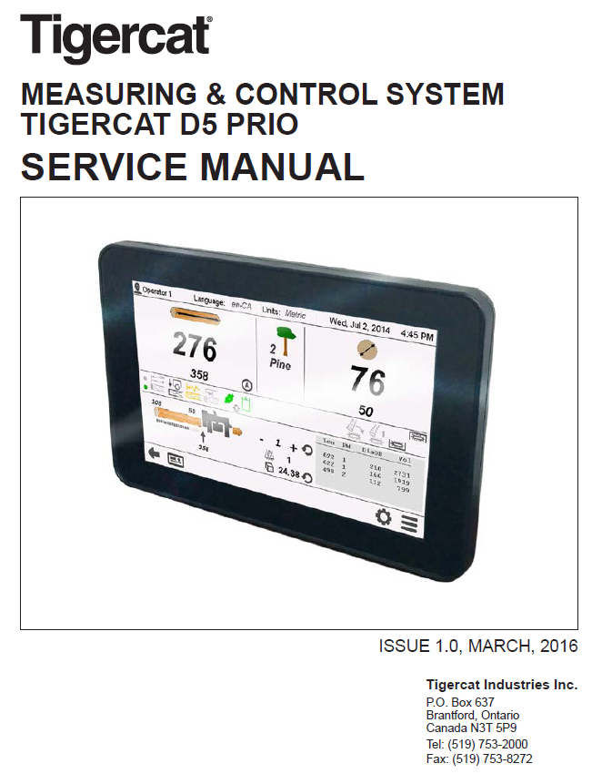 TIGERCAT DASA D5 TH568 HARVESTING HEAD SERVICE REPAIR MANUAL (5680101-5681000)