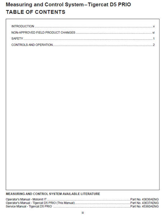 TIGERCAT DASA D5 TH570 HARVESTING HEAD OPERATOR MANUAL (5700101-5701000)