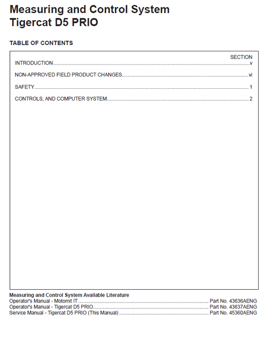 TIGERCAT DASA D5 TH575 HARVESTING HEAD SERVICE MANUAL (5750101-5752000)