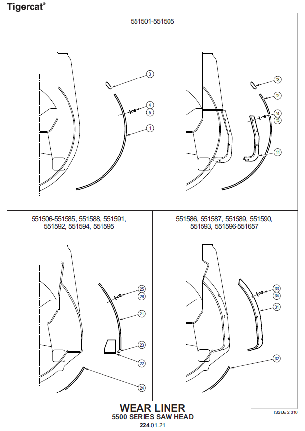 TIGERCAT DT5500 SAW HEAD PARTS CATALOGUE MANUAL (DT551502)