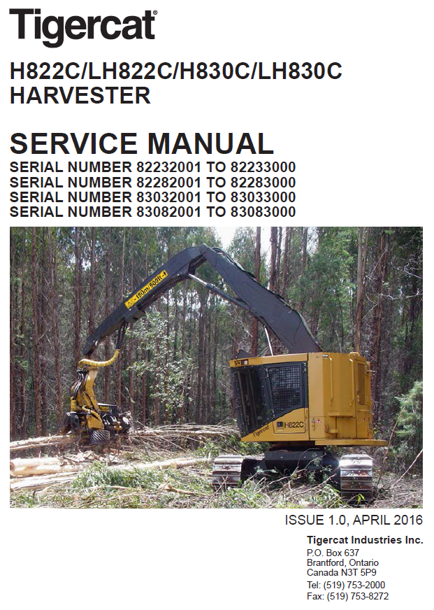 TIGERCAT H830C HARVESTER SERVICE REPAIR MANUAL - PDF FILE DOWNLOAD