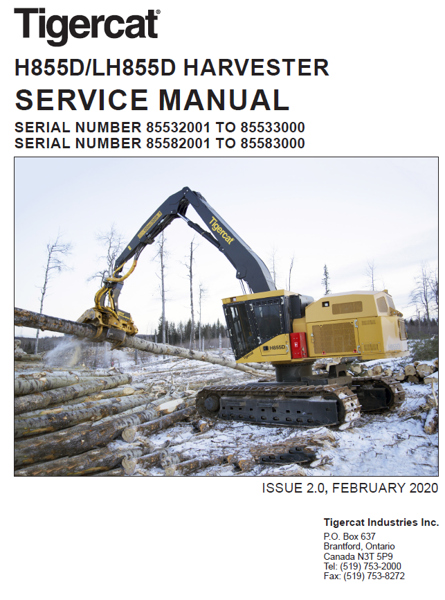 TIGERCAT H855D HARVESTER SERVICE REPAIR MANUAL (85532001-85533000)