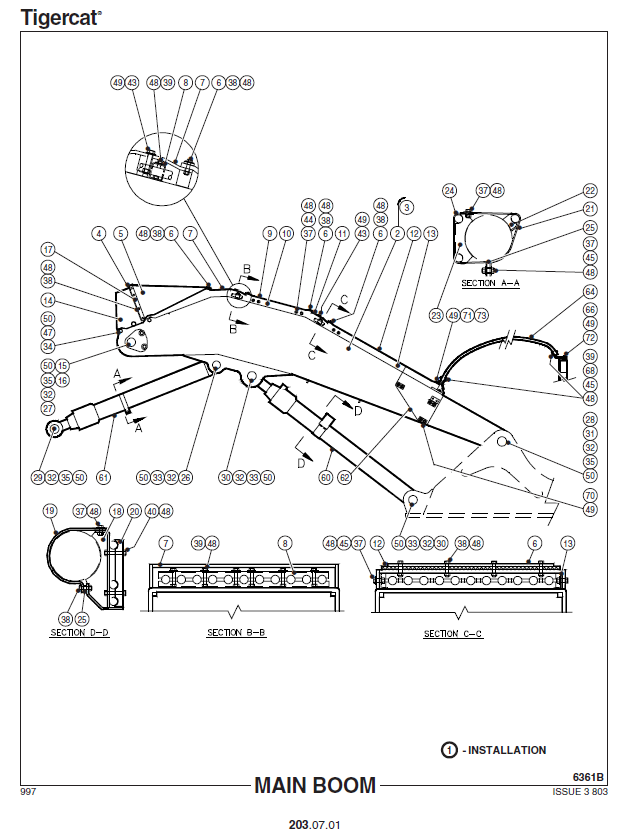 TIGERCAT L845B FELLER BUNCHER PARTS CATALOGUE MANUAL (845T0501 - 845T1499)
