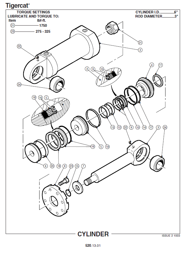 TIGERCAT L845 FELLER BUNCHER PARTS CATALOGUE MANUAL (845T475 - 845T500)