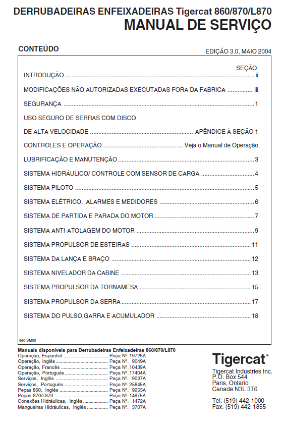 TIGERCAT L870 FELLER BUNCHER SERVICE MANUAL (870T0130-87021499) - PDF FILE DOWNLOAD